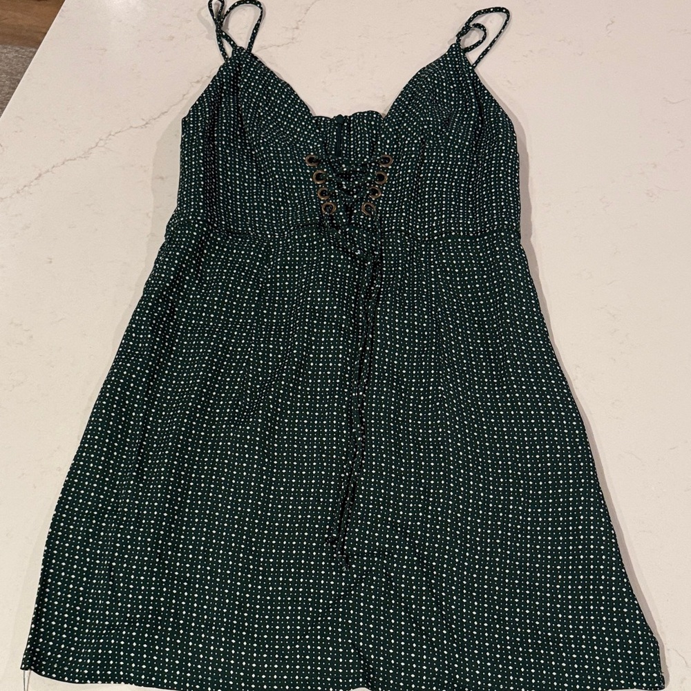 Blue Life Chic Green Lace-Up Mini Dress